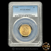 1900 $5 Liberty Head US Gold Coin PCGS MS62