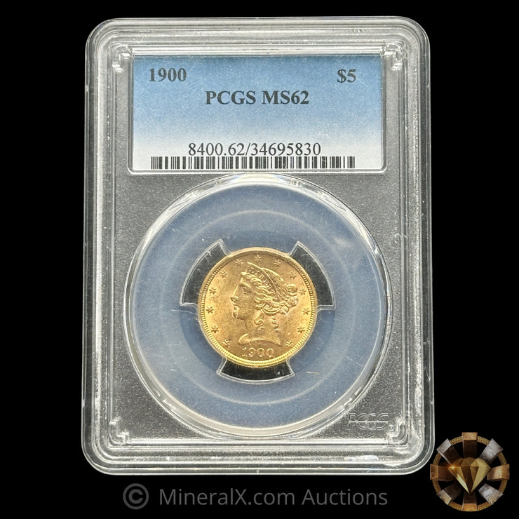 1900 $5 Liberty Head US Gold Coin PCGS MS62