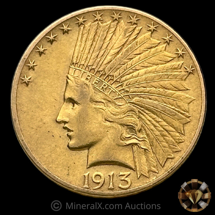 1913 (.48375oz AGW) $10 Indian Head Liberty Vintage US Gold Coin