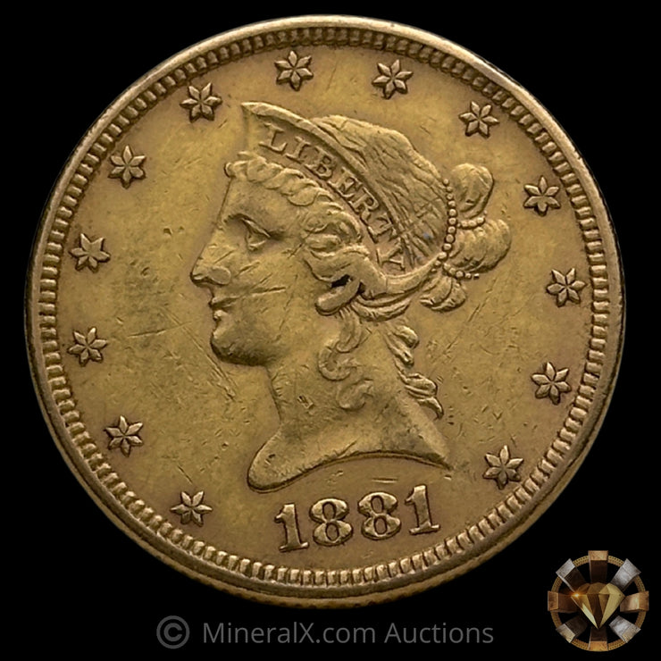 1881 (.48375oz AGW) $10 Liberty Head Vintage US Gold Coin