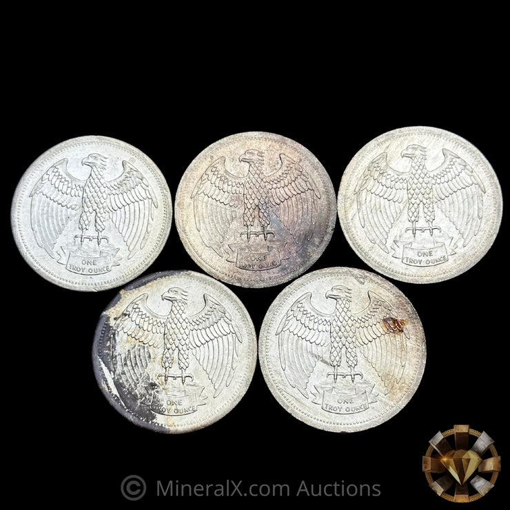 x5 1oz 1973 Letcher Mint Vintage Silver Coin Lot
