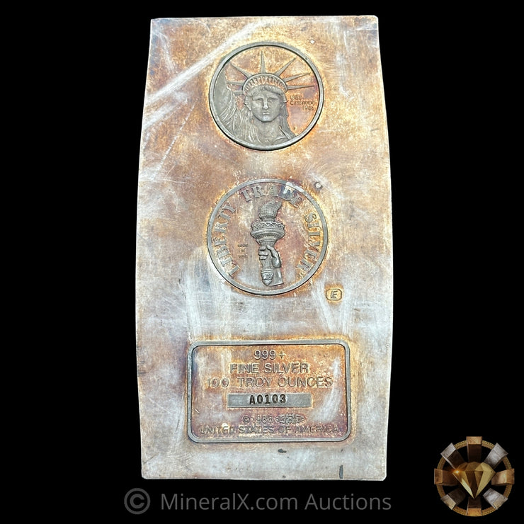 100oz Engelhard Rare Liberty Trade Silver MTB Bank "Boat" Vintage Silver Bar