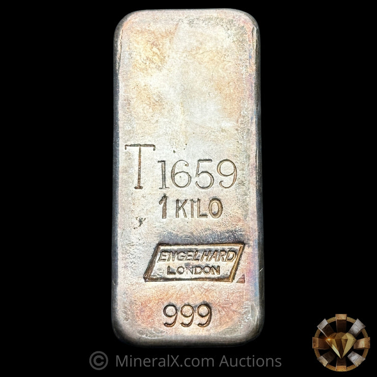 Kilo Engelhard London Exceedingly Rare Large T Prefix Variety Vintage Silver Bar