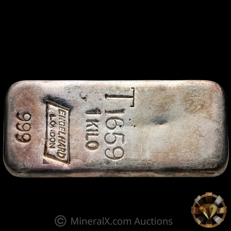 Kilo Engelhard London Exceedingly Rare Large T Prefix Variety Vintage Silver Bar
