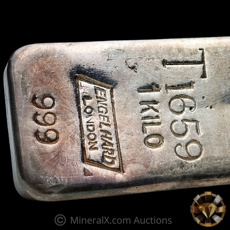Kilo Engelhard London Exceedingly Rare Large T Prefix Variety Vintage Silver Bar