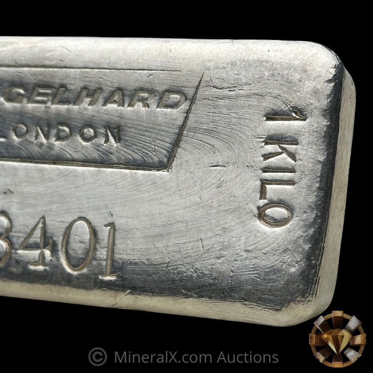 Kilo Engelhard London Landscape Variety Vintage Silver Bar Dated 1974 On Edge