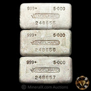 x3 5oz Engelhard Bull Logo Vintage Silver Bar Lot With Sequential Serials