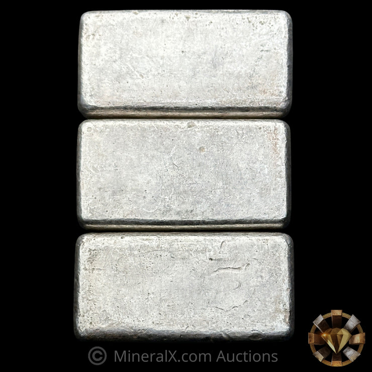 x3 5oz Engelhard Bull Logo Vintage Silver Bar Lot With Sequential Serials
