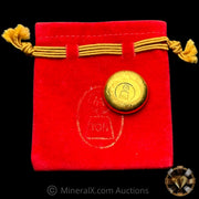 1oz Harrington Metallurgy Australia Vintage Gold Button Bar Round With Red Velvet Bag