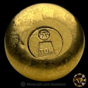 1oz Harrington Metallurgy Australia Vintage Gold Button Bar Round With Red Velvet Bag