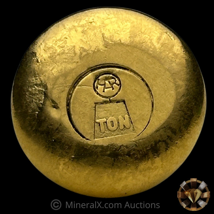 1oz Harrington Metallurgy Australia Vintage Gold Button Bar Round With Red Velvet Bag