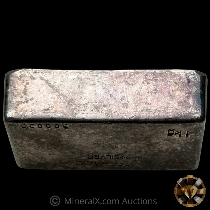 Kilo Engelhard Australia Reverse Stamp Vintage Silver Bar With Rare SILEC Counterstamp