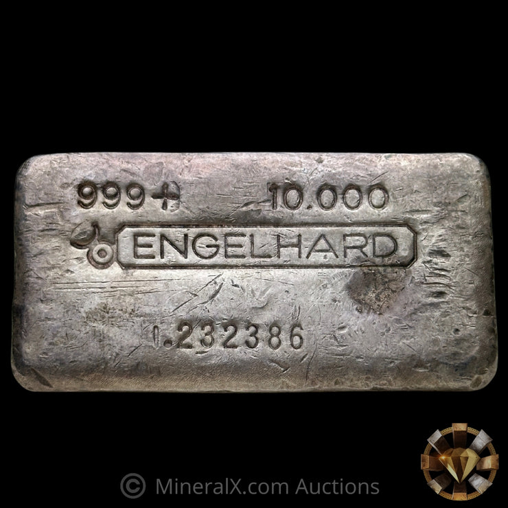 10oz Engelhard Bull Logo 1. Prefix Variety Vintage Silver Bar