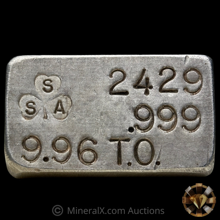 9.96 SSA South Side & Associates Clover Vintage Silver Bar