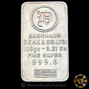 100g Deak & Co Bankhaus Vintage Silver Bar
