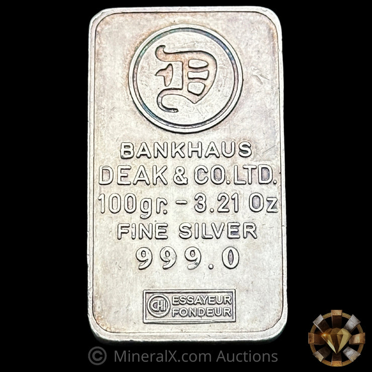 100g Deak & Co Bankhaus Vintage Silver Bar