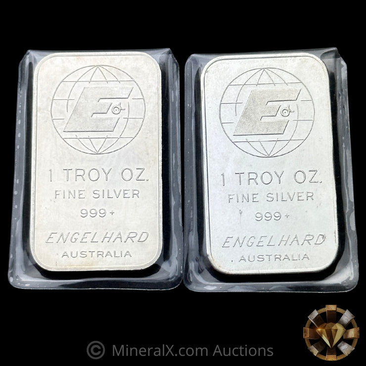 x2 1oz Engelhard Australia Vintage Silver Bars