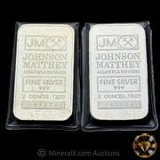 x2 2oz JM Johnson Matthey Vintage Silver Bar Lot