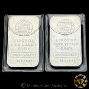 x2 1oz Engelhard Vintage Silver Bar Lot With Low Serials