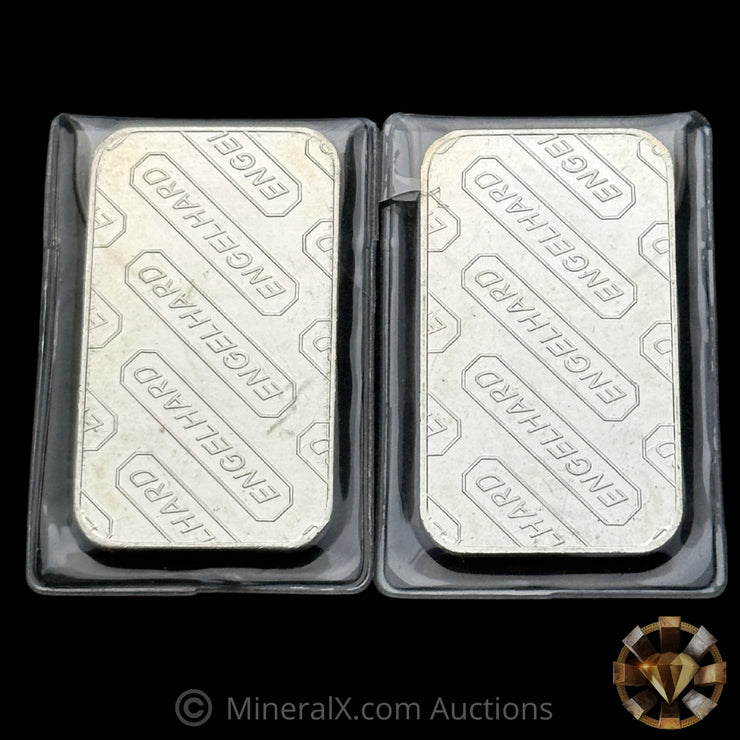 x2 1oz Engelhard Vintage Silver Bar Lot With Low Serials