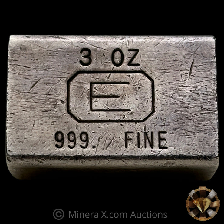 3oz Engelhard E Logo Industrial Extruded Vintage Silver Bar
