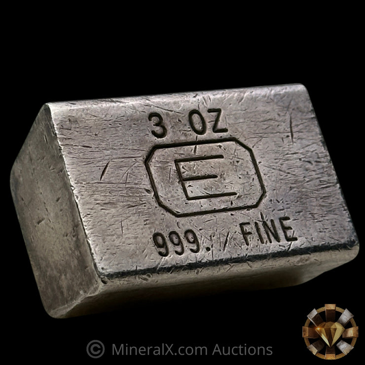 3oz Engelhard E Logo Industrial Extruded Vintage Silver Bar