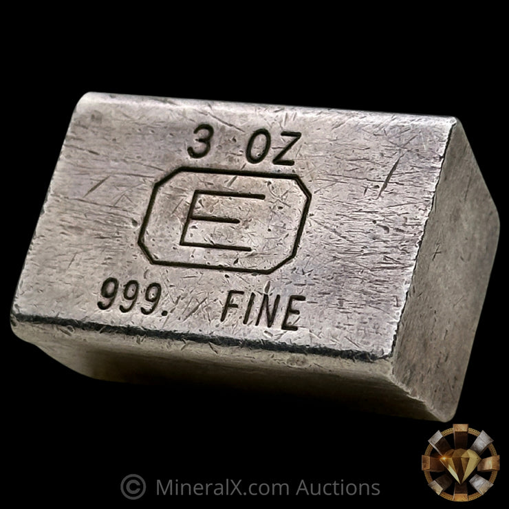 3oz Engelhard E Logo Industrial Extruded Vintage Silver Bar