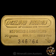 20g Engelhard Industries Vintage Gold Bar With Bull Logo Privy