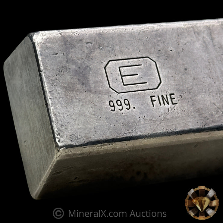 25oz Engelhard E Logo Industrial Extruded Vintage Silver Bar With Low Serial