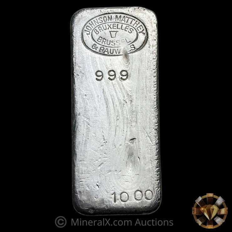 1000g (Kilo) Johnson Matthey JM & Pauwels Bruxelles Brussel Vintage Silver Bar
