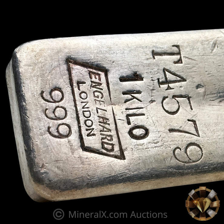 Kilo Engelhard London Rare Small T Prefix Vintage Silver Bar