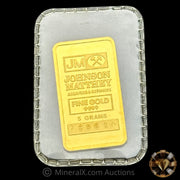 5g Johnson Matthey JM Vintage Gold Bar In Seal