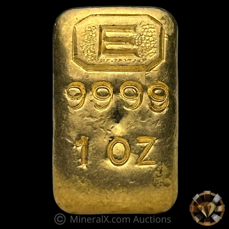 1oz Engelhard E Logo Vintage Gold Bar With Sharp Center Strike Hallmark