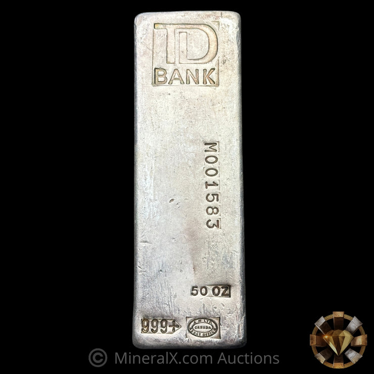 50oz TD Bank JM Johnson Matthey Vintage Silver Bar