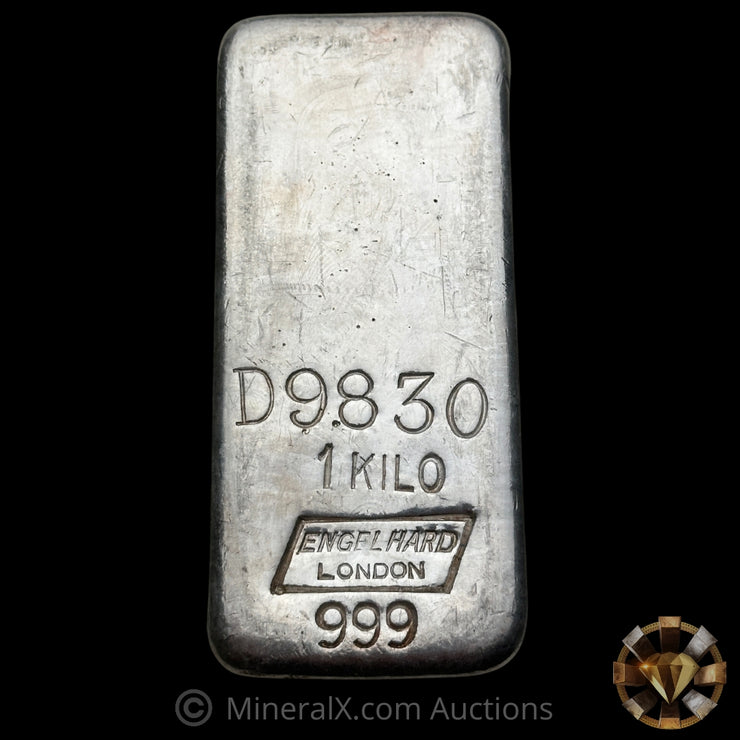 Kilo Engelhard London Rare D Prefix Vintage Silver Bar