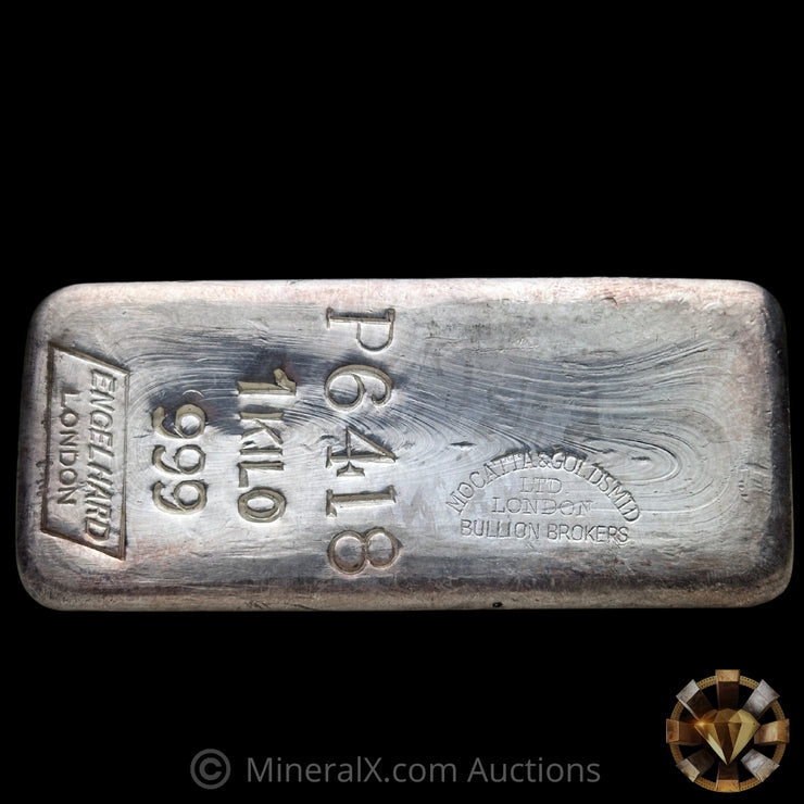 Kilo Engelhard London Vintage Silver Bar With Mocatta & Goldsmid Counterstamp