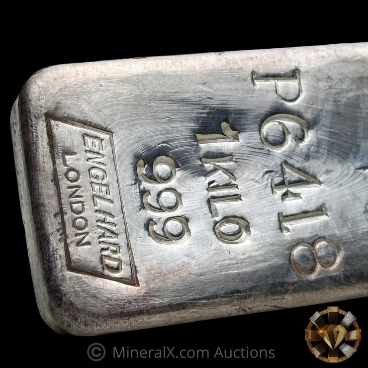Kilo Engelhard London Vintage Silver Bar With Mocatta & Goldsmid Counterstamp