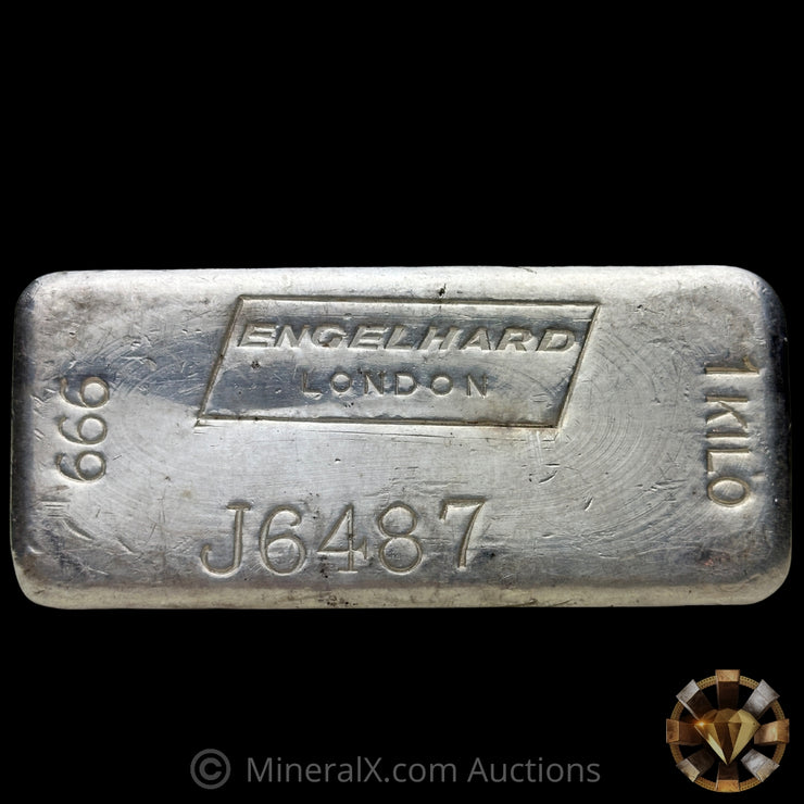 Kilo Engelhard London Rare J Prefix Landscape Variety Vintage Silver Bar