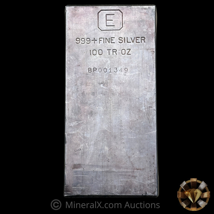 100oz Engelhard E Logo First Generation Extruded Industrial Vintage Silver Bar