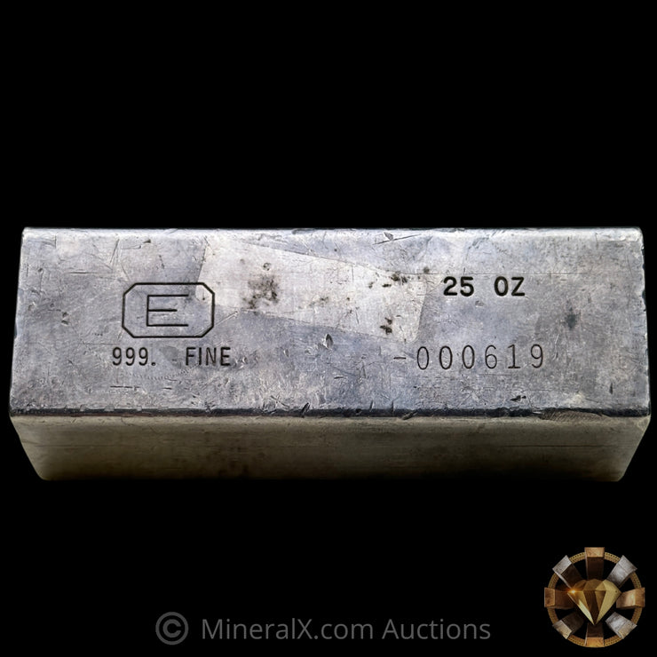 25oz Engelhard E Logo Industrial Extruded Vintage Silver Bar
