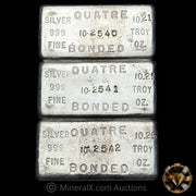 x3 10oz Quatre Bonded Sequential Serial Vintage Silver Bar Lot