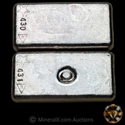 x2 10oz W H Foster Sequential Serial Number Vintage Silver Bar Lot With Deak Triangle & Star Counterstamps