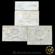 13.98oz (1.02oz,2.96oz,4.99oz,5.01oz) DMW Vintage Silver Bar Lot