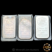 x3 1oz Engelhard Australia Vintage Silver Bar Lot