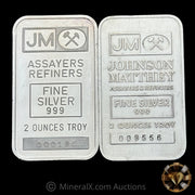 x2 2oz JM Johnson Matthey Vintage Silver Bar Lot (Different Varieties)