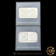 x2 1oz Johnson Matthey Bankers Limited Vintage Silver Bar Lot