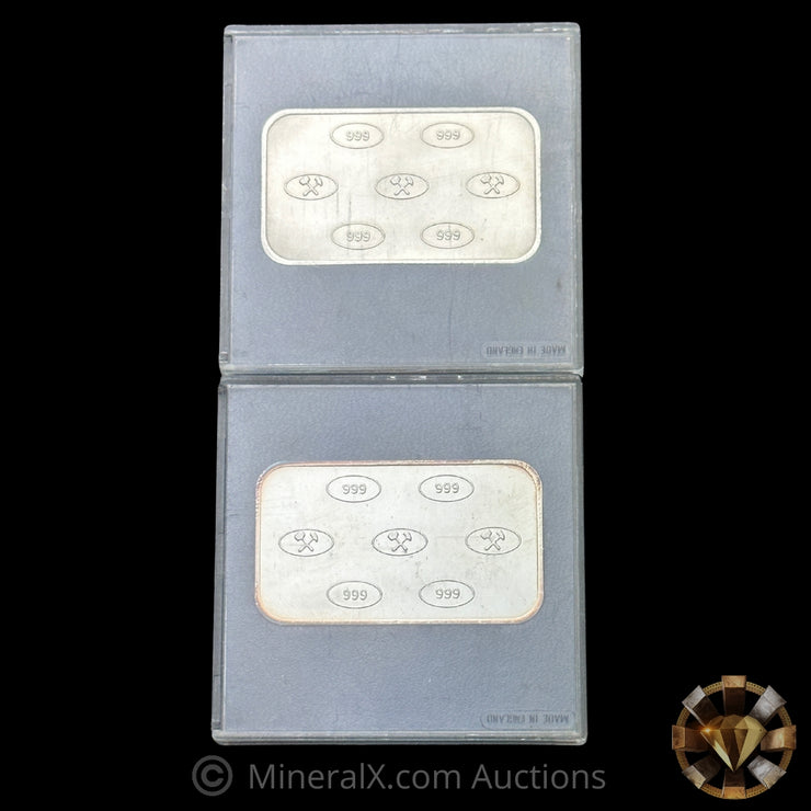 x2 1oz Johnson Matthey Bankers Limited Vintage Silver Bar Lot
