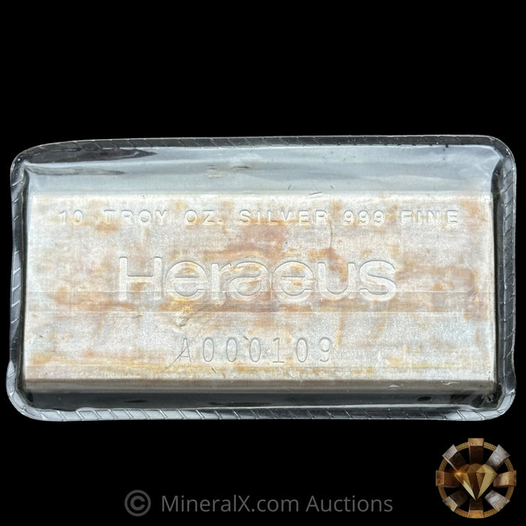 10oz Heraeus Silver Bar In Seal With Low Serial