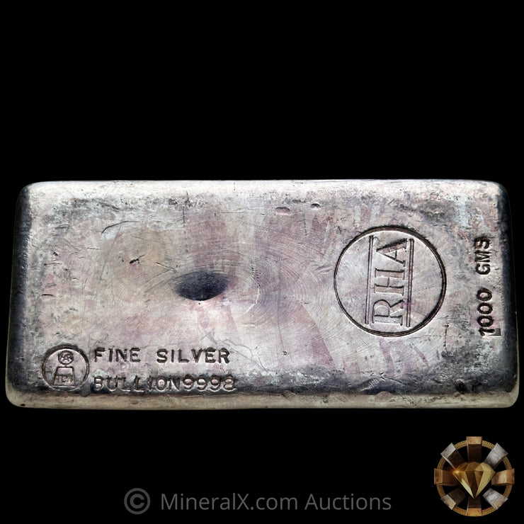 1000g (Kilo) Harrington Metallurgy Australia RHA Counterstamp Vintage Silver Bar