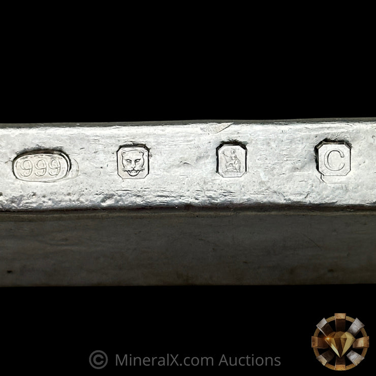 Kilo Engelhard London Rare N Prefix With Unique Custom Hallmarks On Edge Vintage Silver Bar